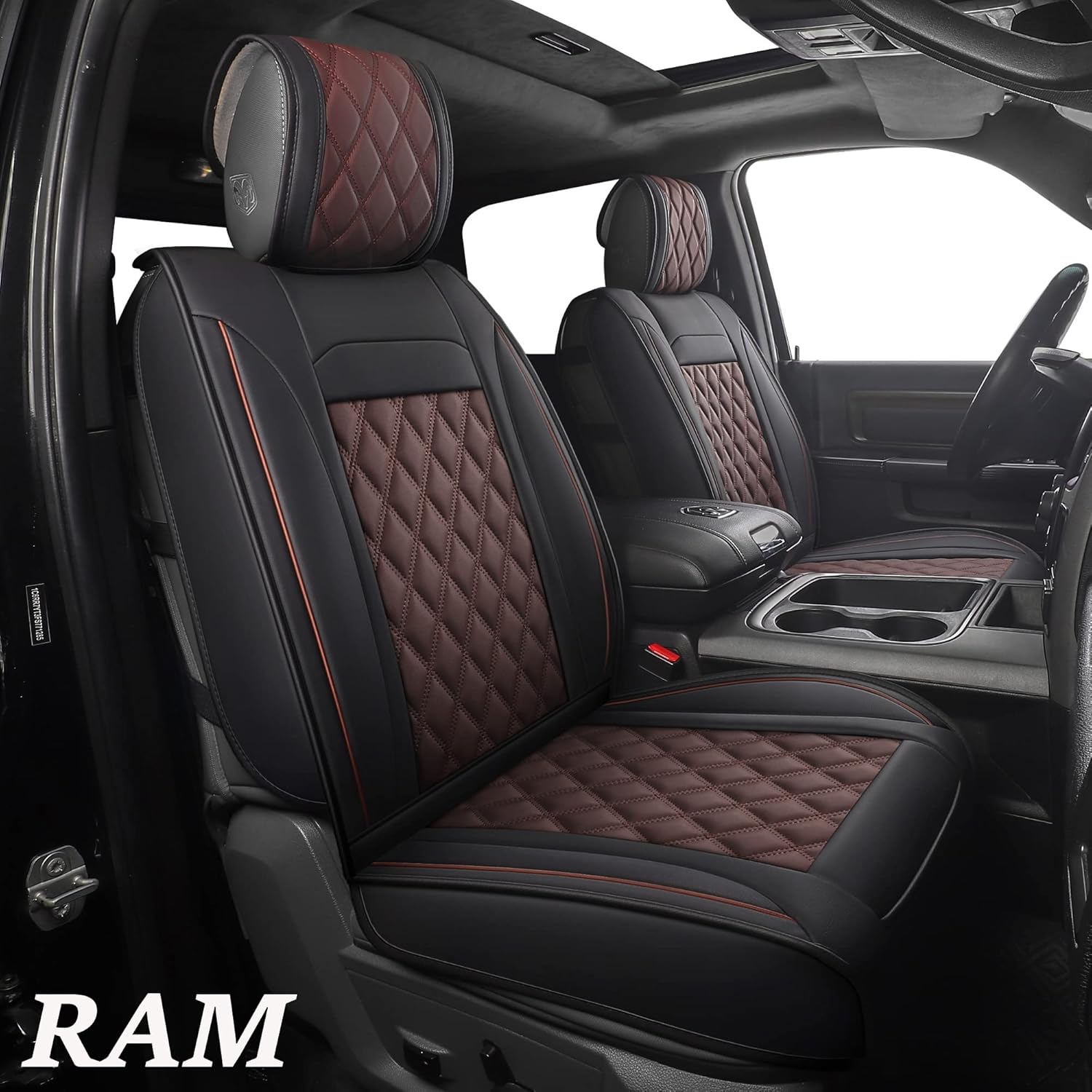 Black-Red Waterproof Synthetic Leather Car Seat Covers 5PCS Full Set S81134