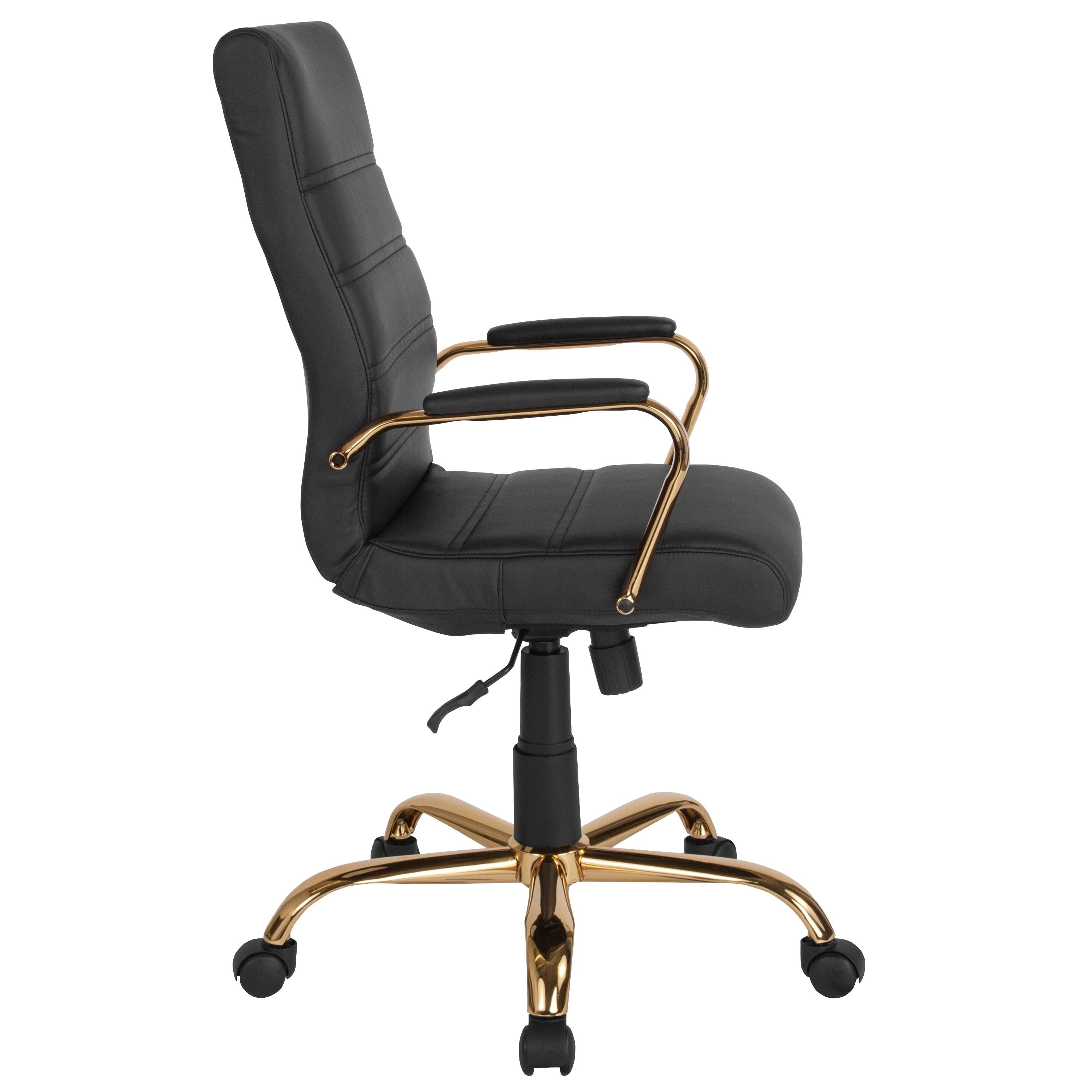 Black LeatherSoft Executive Swivel Office Chair with Chrome Base and Arms V44043