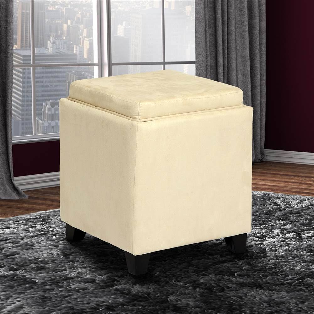 Red Microfiber Storage Ottoman Z2550