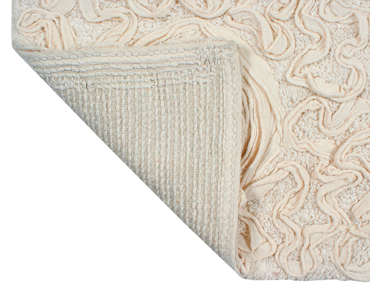 Ivory Cotton 22" Round Bathroom Rug M2954