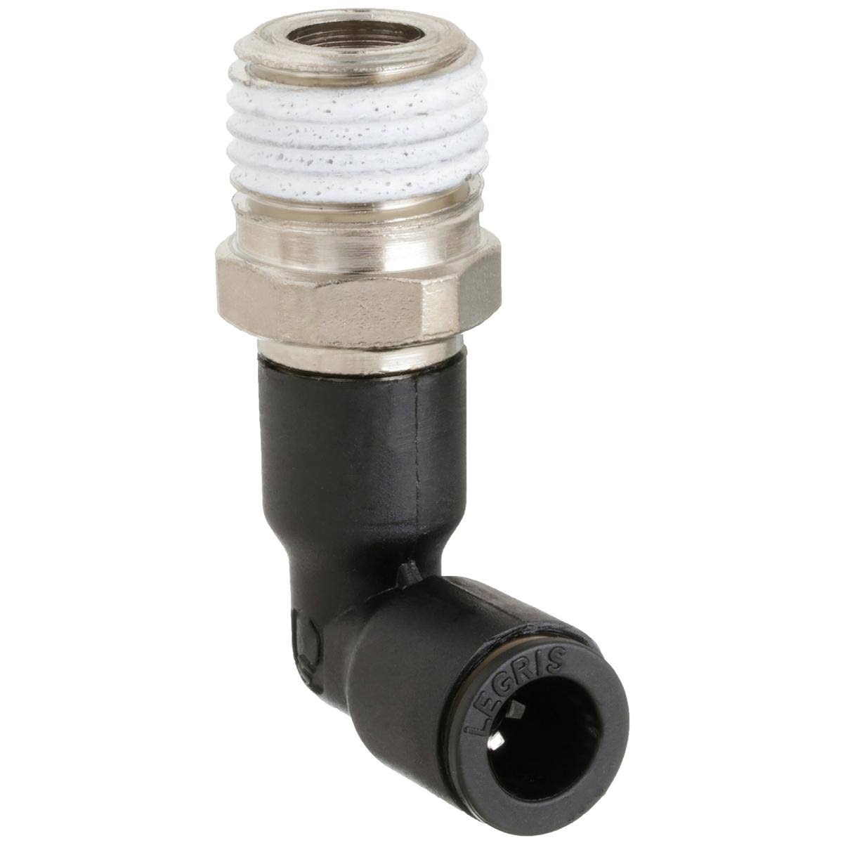 3/8 in Od Extended Male Elbow, pk10, Black E9539