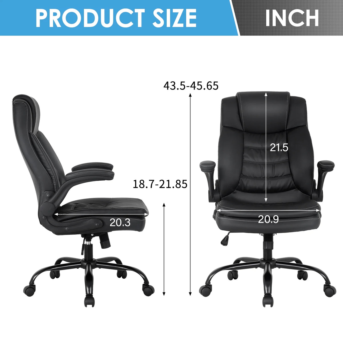 Black PU Leather Ergonomic High Back Office Chair with Lumbar Support Z662801