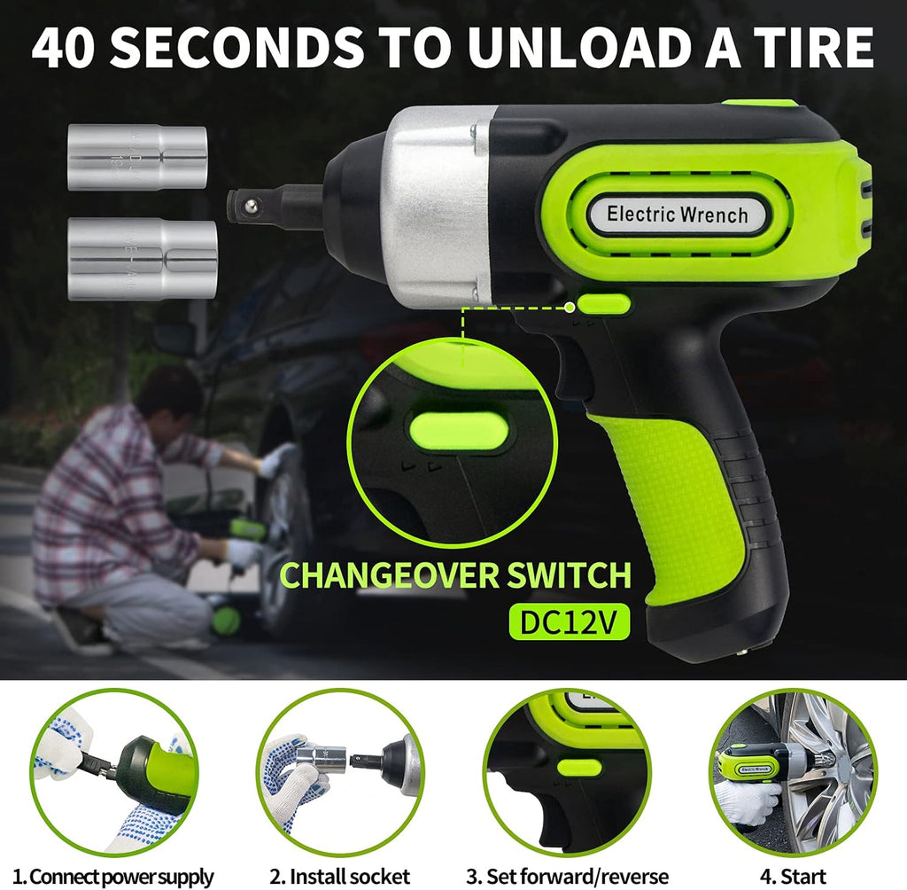 12V 5 Ton Electric Car Jack Kit with Impact Wrench & Inflator W3344