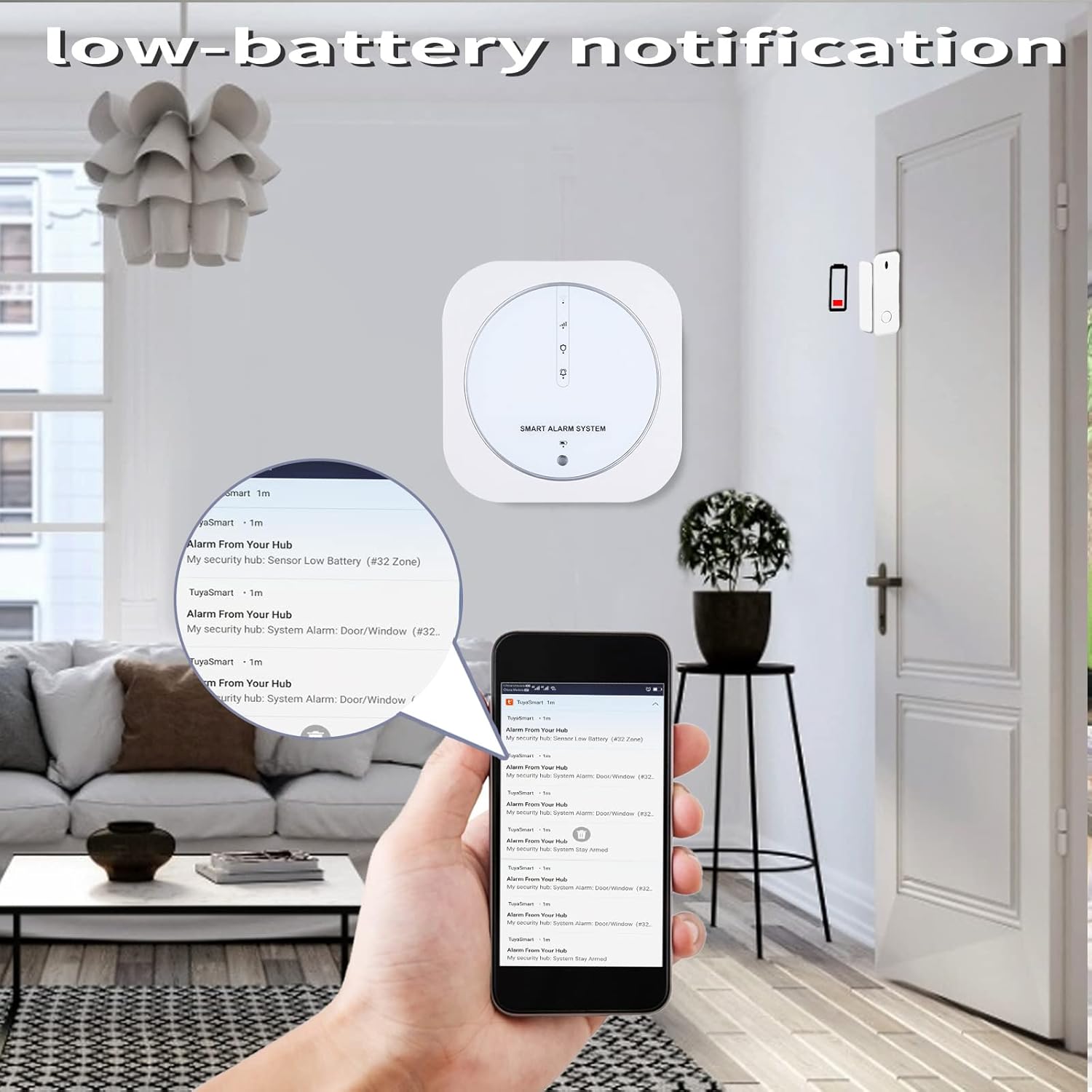 WiFi Door Alarm System, 8-Piece Kit with Hub Station, 5 Sensors, 2 Remotes L6386