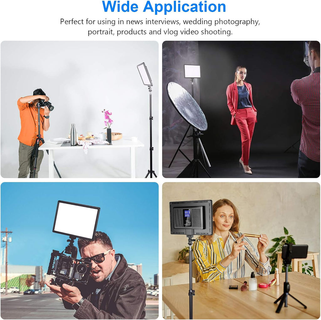 Ultra-Thin LED Soft Light Panel with LCD Display, Dimmable Bi-Color 3200-5600K CRI95+ On Camera Video Light Pack of 2 X270