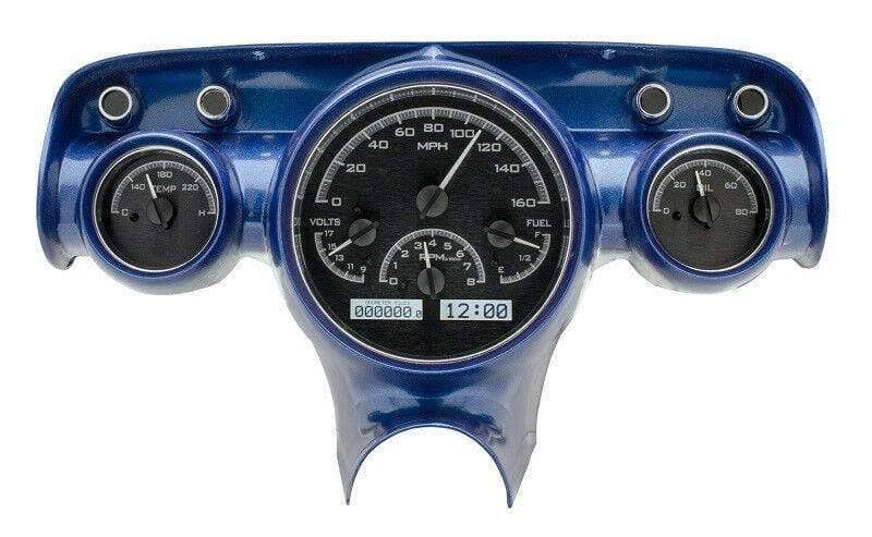 57 Chevy Car Analog Gauges System Black Alloy White Q571832