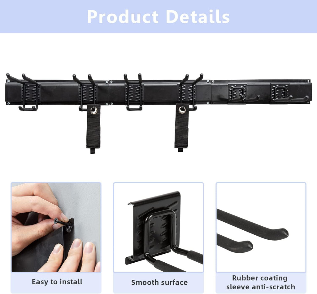 Wall Mount Garage Tool Organizer Storage Rack with Hooks, Pack of 2 H139971