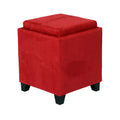Red Microfiber Storage Ottoman Z2550