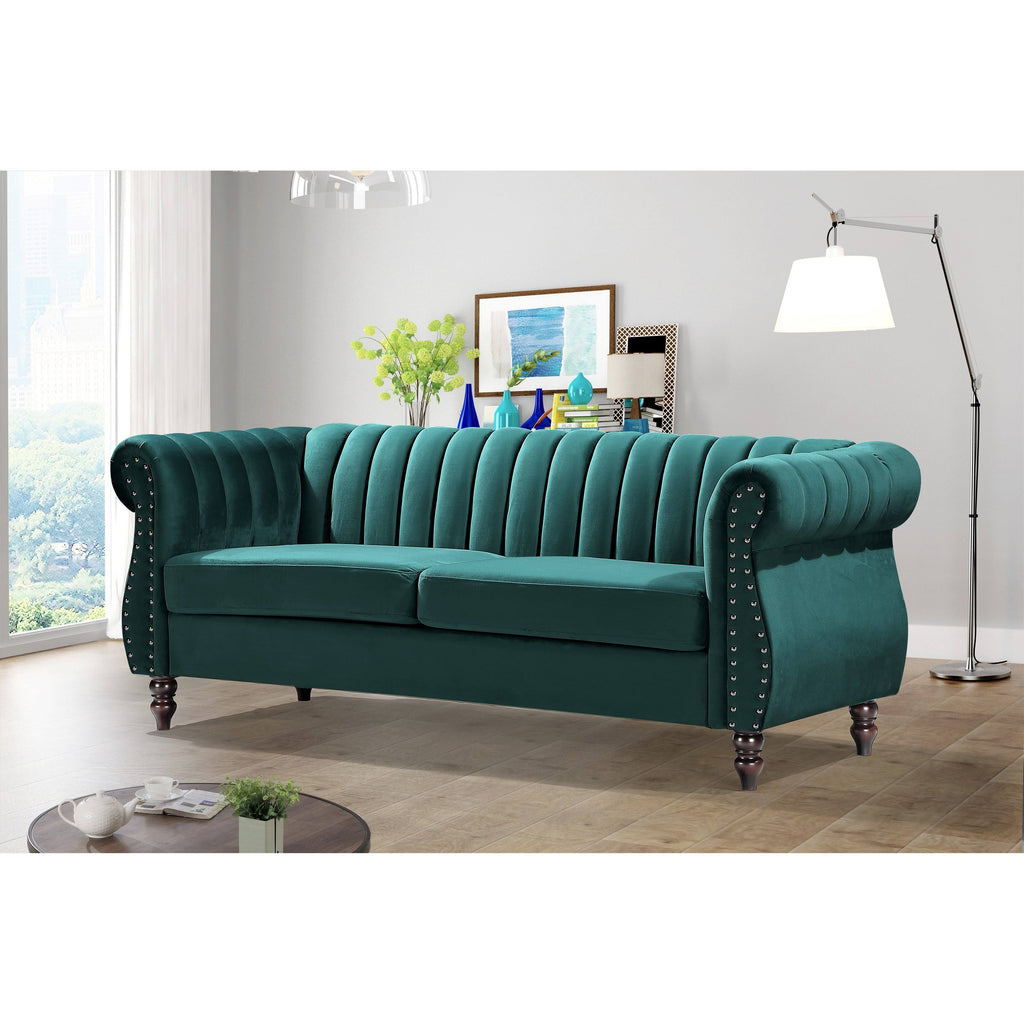 Cream Velvet Chesterfield Sofa B2080