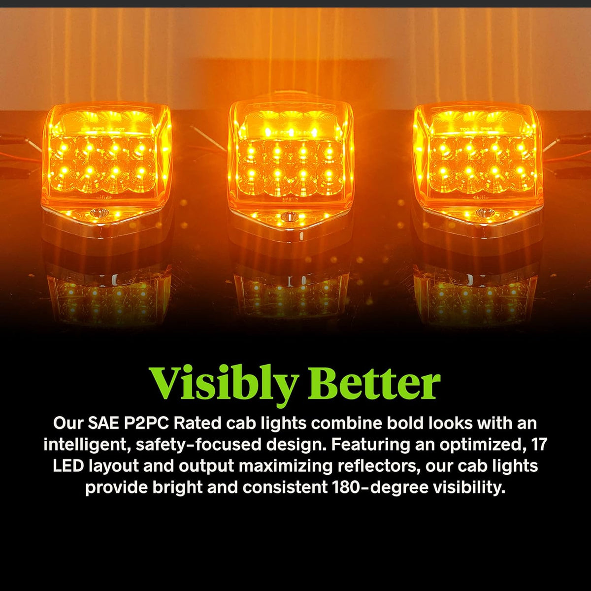 Amber LED Cab Marker Lights Kit for Semi Truck R69449