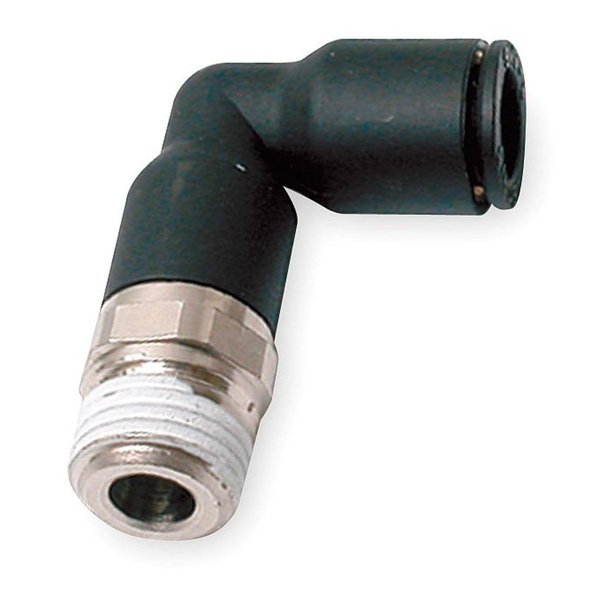 3/8 in Od Extended Male Elbow, pk10, Black E9539