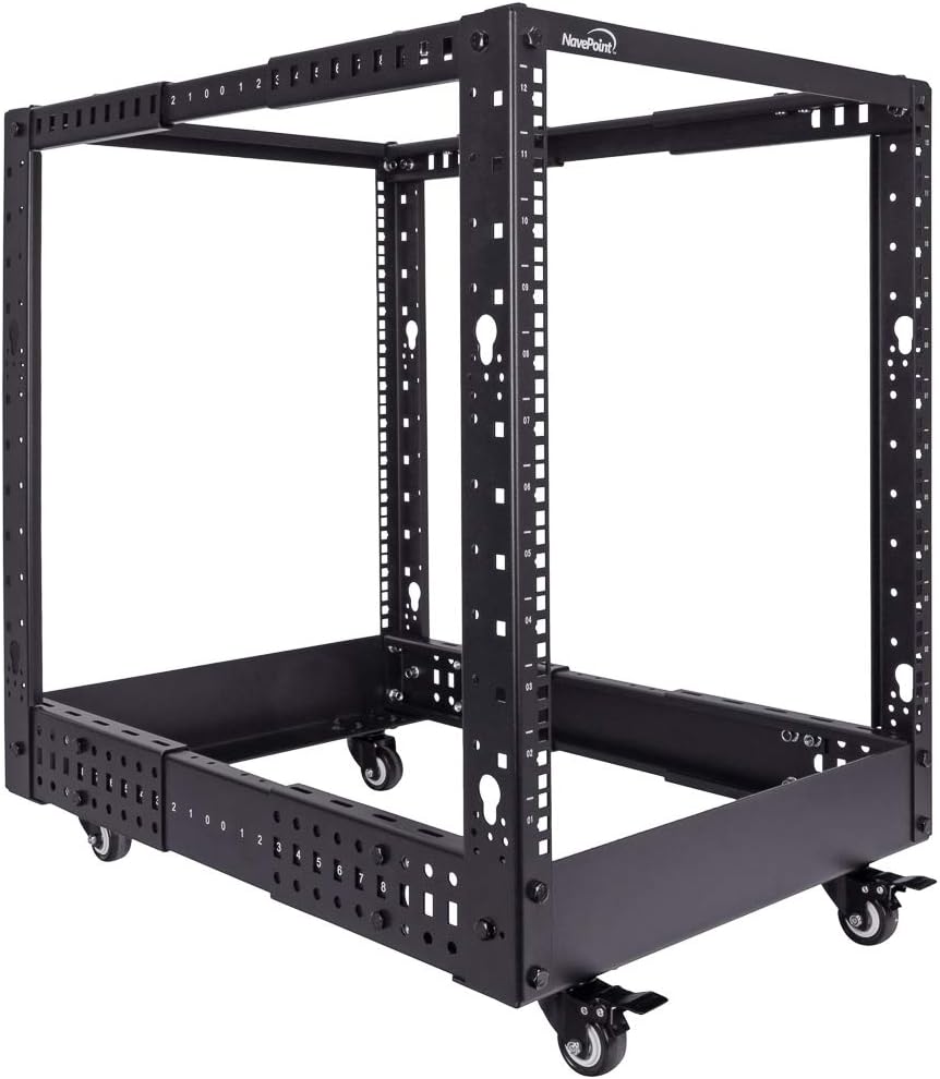 12U 4-Post Open Frame Server Rack Black H3791