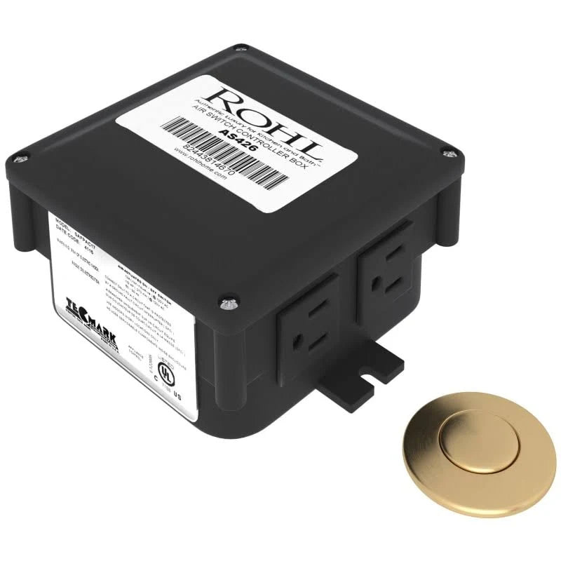 Satin Gold Air Activated Switch Button with Control Box for Waste Disposal X944