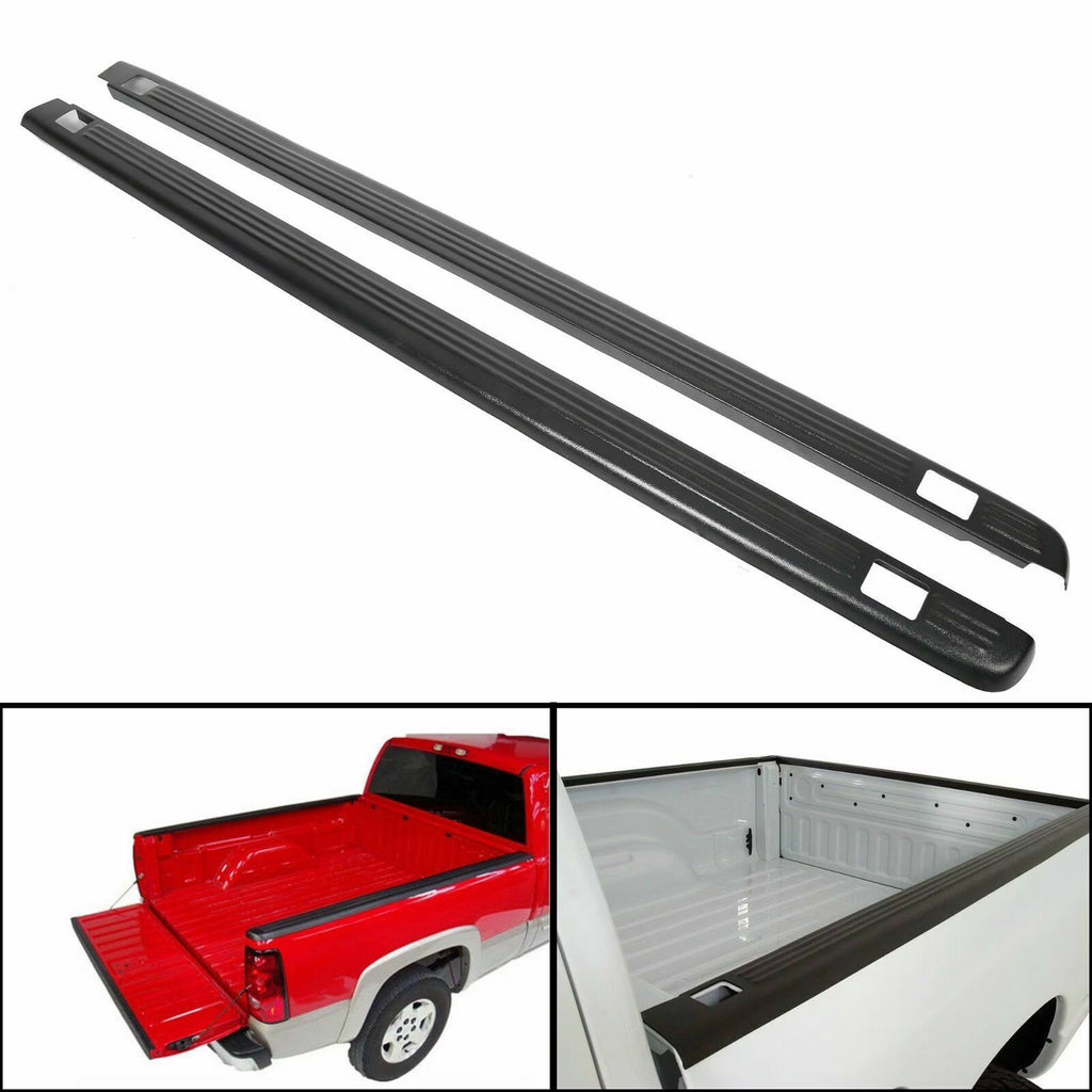 Black Bed Rail Caps Cover For Chevrolet GMC 6'6" Bed W292