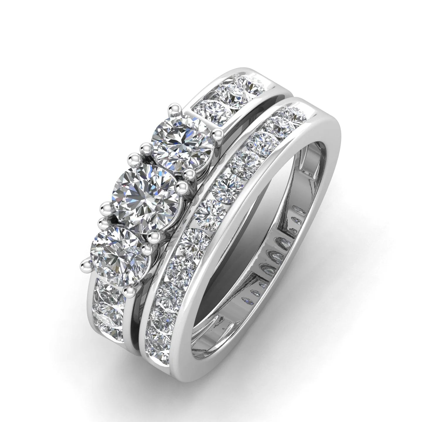 10k White Gold 3 Stone Ring A65886