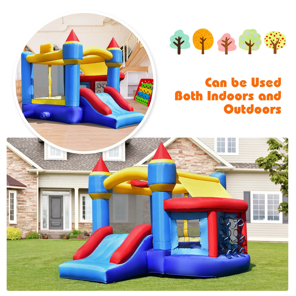 Inflatable Bounce House Castle Slide Bouncer with Basketball Hoop J615