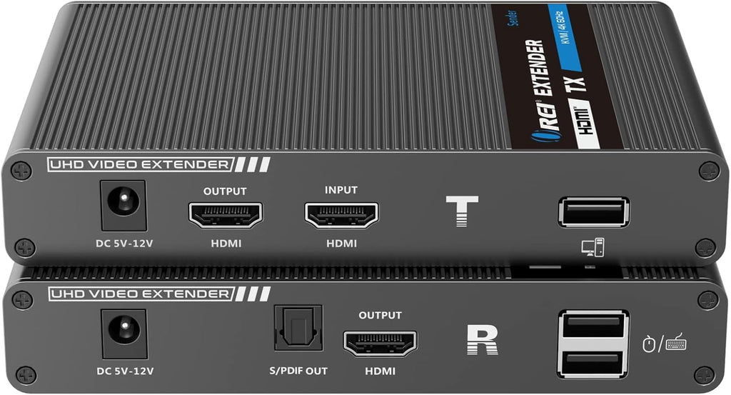 4K KVM HDMI Extender Over LAN Single CAT5e/CAT6A/CAT7 Cable Uncompressed 4K @ 60Hz Up to 230 Ft 4:4:4 Remote Keyboard Mouse USB Control Digital Full HD U60632