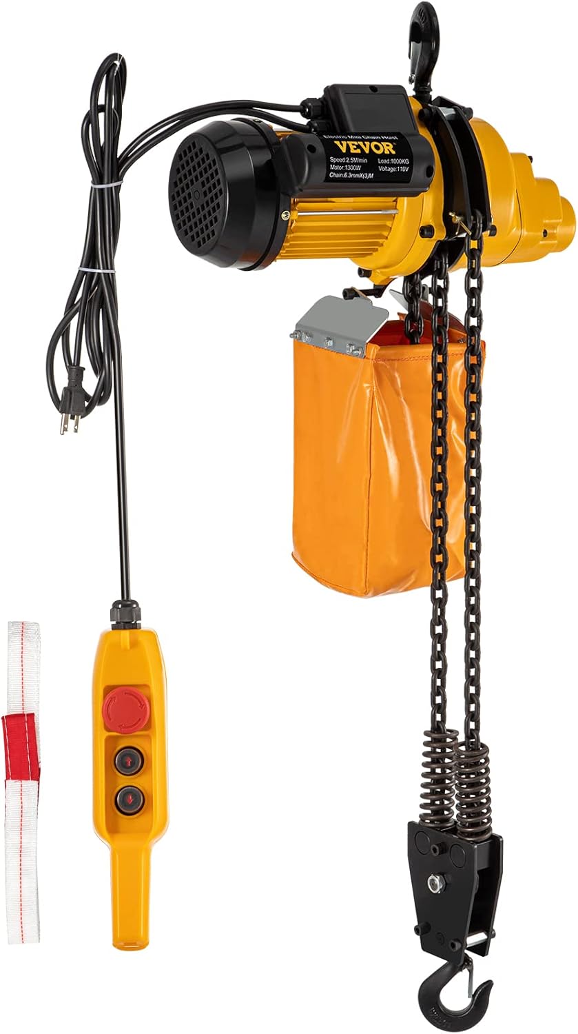 2200lbs Electric Chain Hoist with 3 m Wired Remote Control, 110V, 1300W E9869
