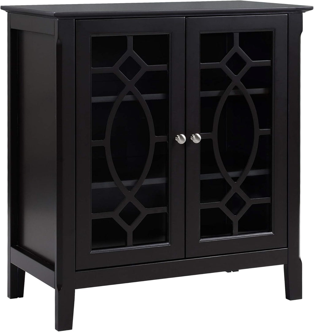 Espresso Sideboard Display Cabinet with Double Glass Doors and 2 Adjustable Shelves H328