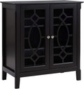 Espresso Sideboard Display Cabinet with Double Glass Doors and 2 Adjustable Shelves H328