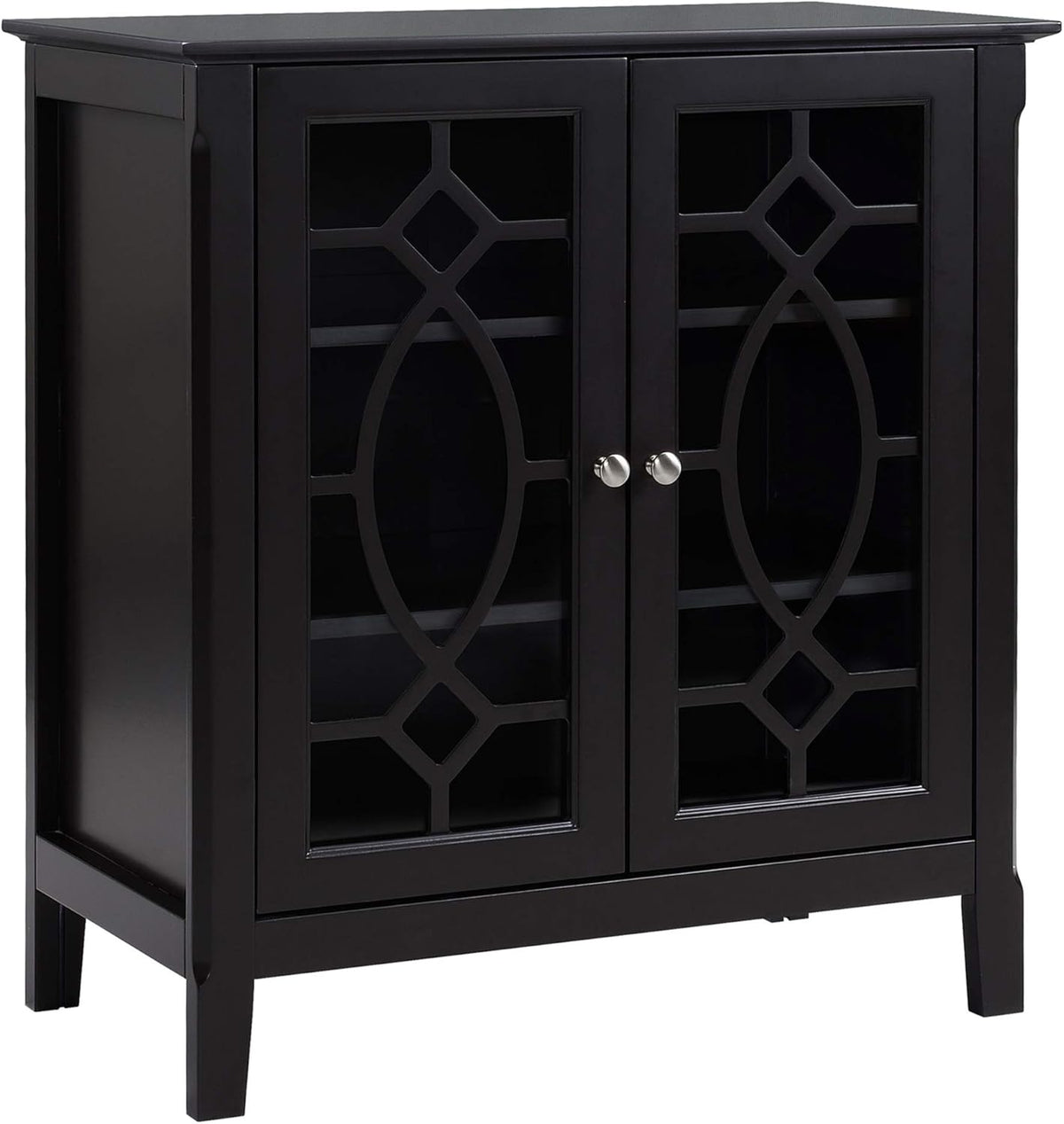 Espresso Sideboard Display Cabinet with Double Glass Doors and 2 Adjustable Shelves H328