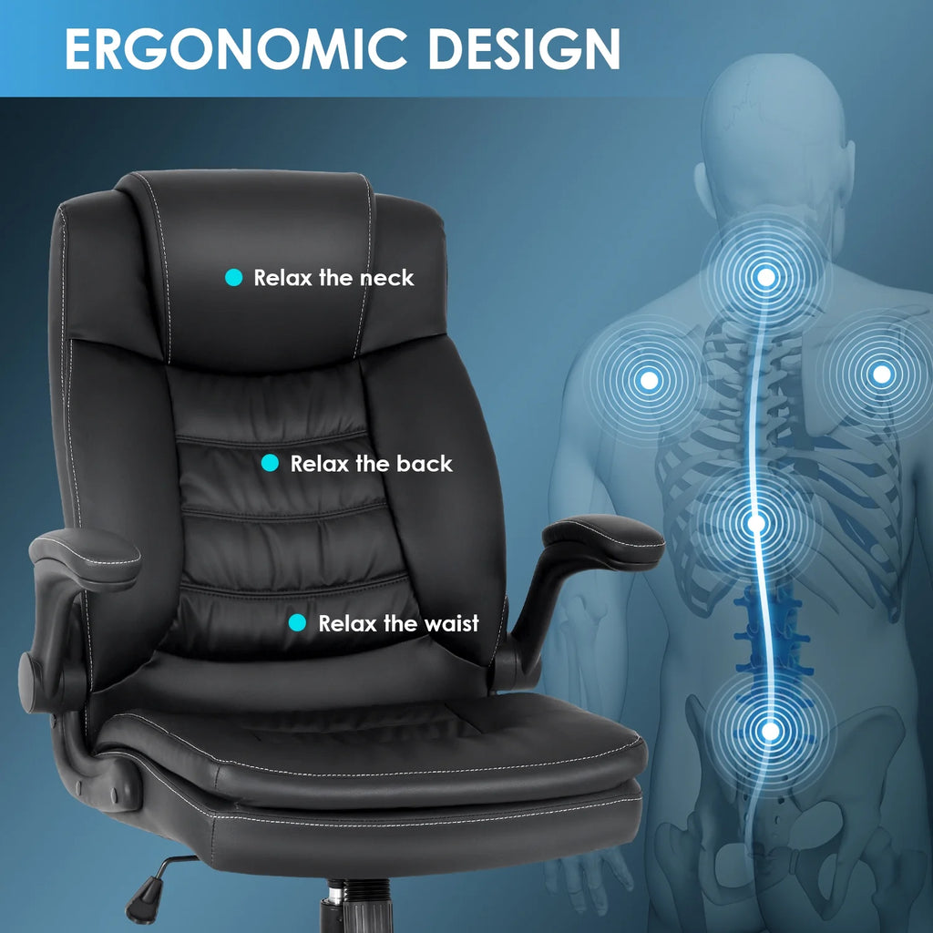 Black PU Leather Ergonomic High Back Office Chair with Lumbar Support Z662801