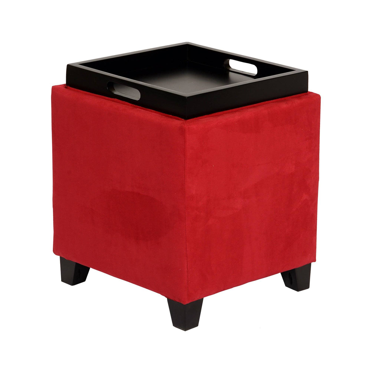 Red Microfiber Storage Ottoman Z2550