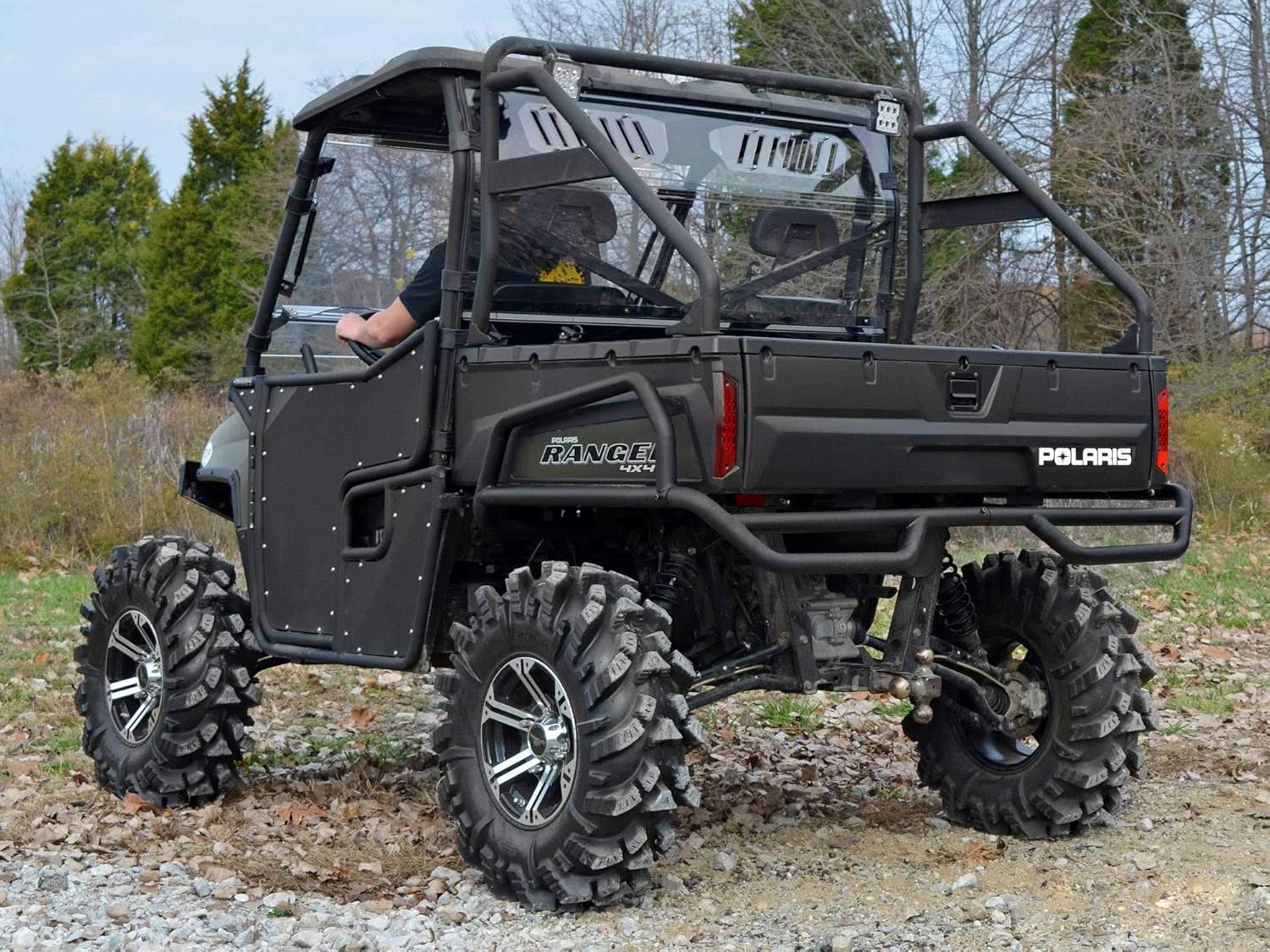 Vented Rear Windshield for Polaris Ranger Full Size 570 / Crew, 1/4” Clear Polycarbonate with Sliding Vents G56051