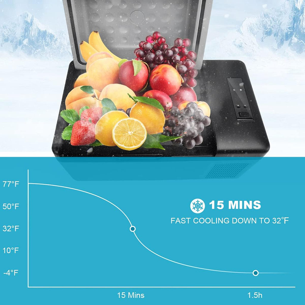 12V Portable Car Refrigerator, 15L/16 Quart Fridge Freezer, Mini Electric Compressor Cooler X3006