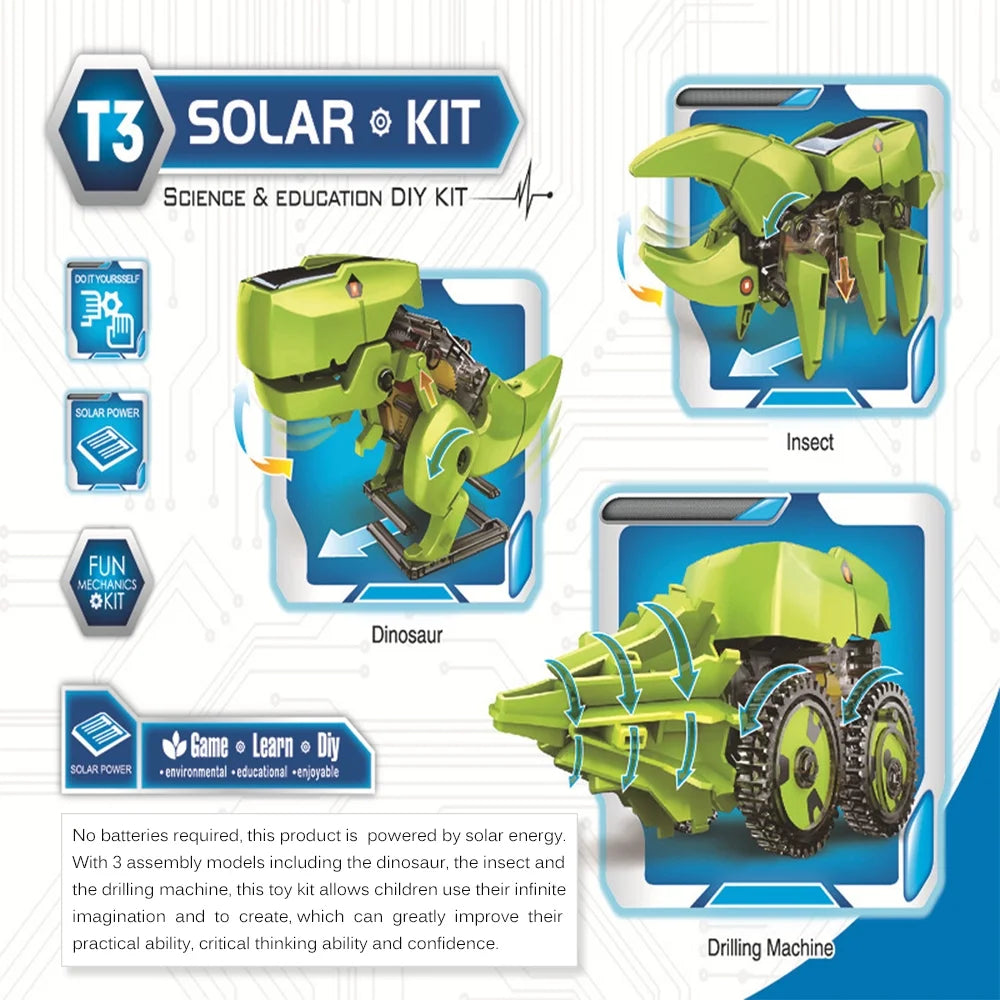 3 in 1 Solar Powered Robot Toy Set with STEM Science Experiment B6826