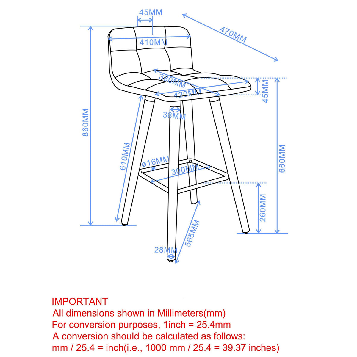 Black Counter Stool Set of 2 H474