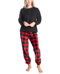 Sherpa Plush Pajama Set, Buffalo/Black, X-Small F702068