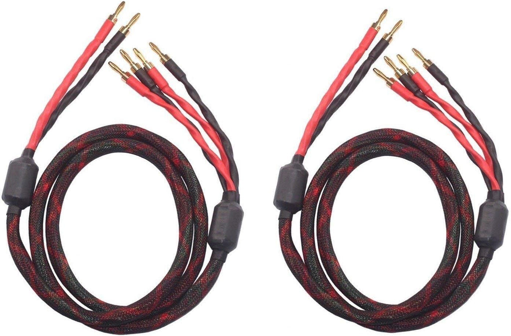 Bi-Wire Speaker Cable with Banana Plugs, 1pair Set, 2.5M X649858