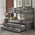 Twin Over Twin Bunk Bed with Trundle Gray H345