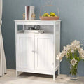 White Double Shutter Doors Bathroom Storage Cabinet E426