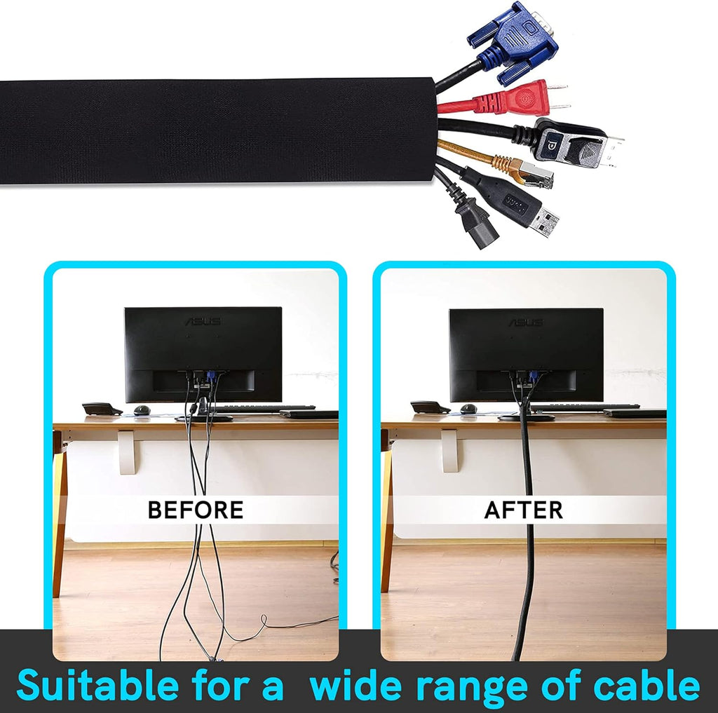 Cable Management Protection Sleeves with Reusable Cable Ties and Name Sticker S971374