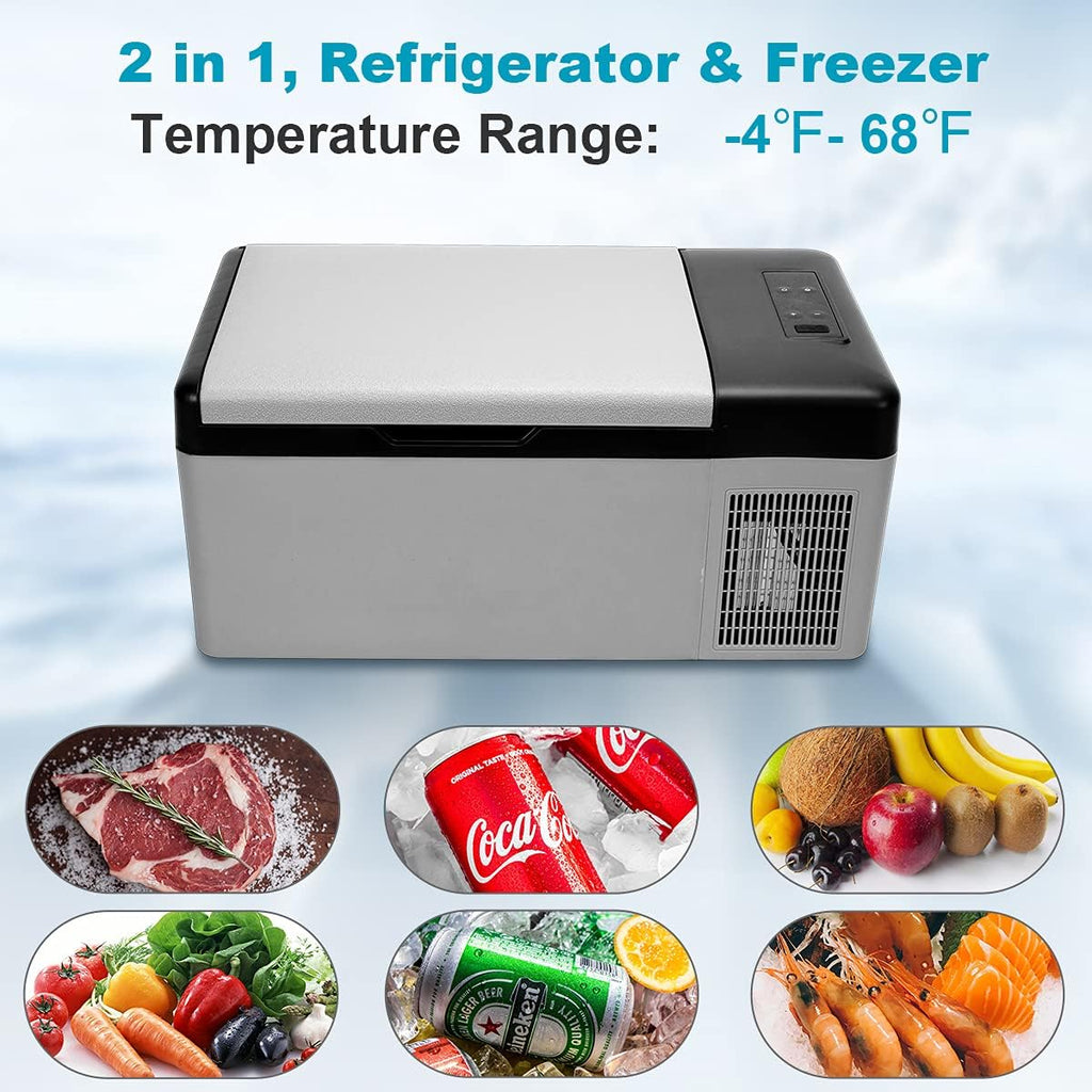 12V Portable Car Refrigerator, 15L/16 Quart Fridge Freezer, Mini Electric Compressor Cooler X3006