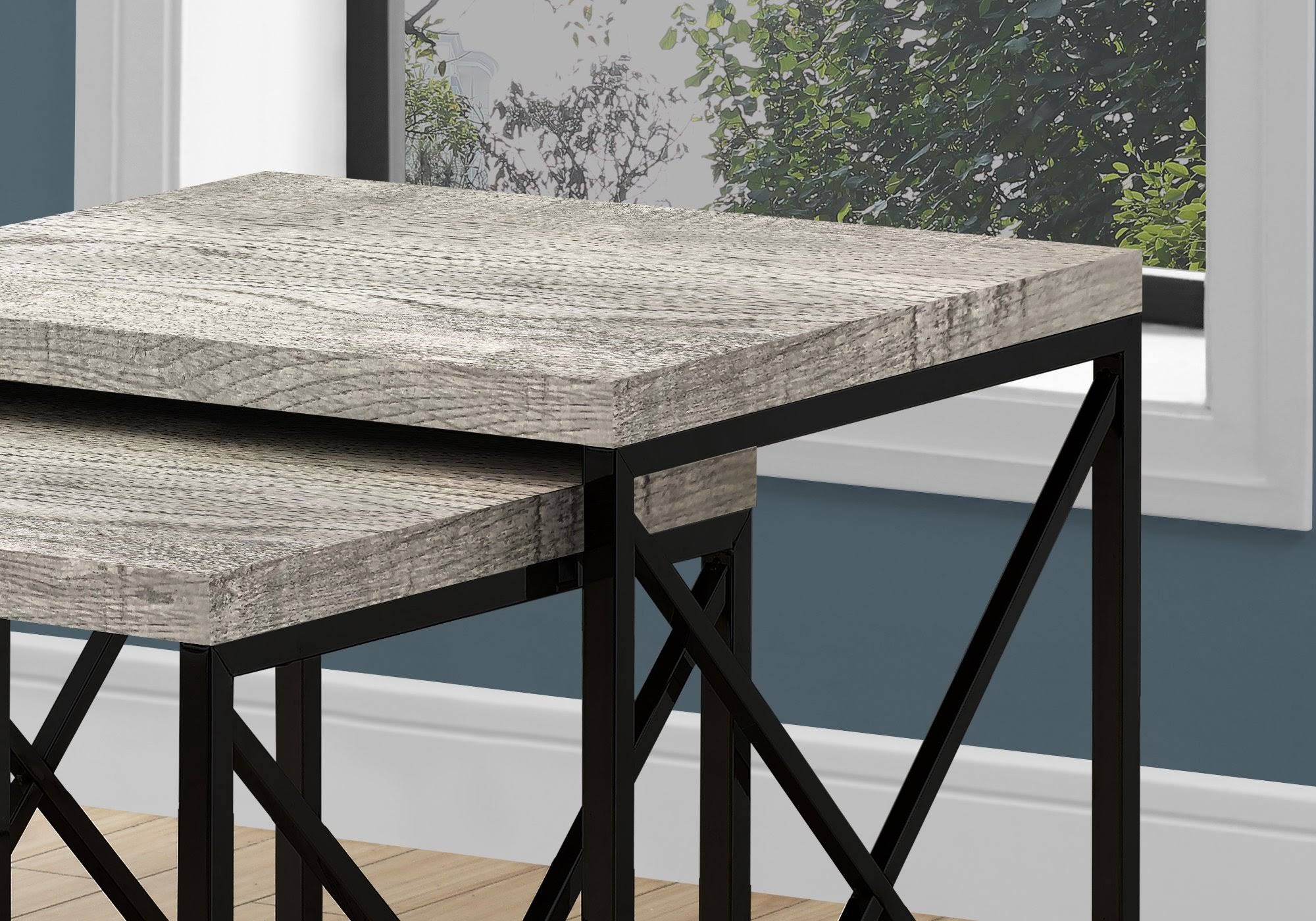 Taupe Black Particle Board Metal 2pcs Nesting Table Set R846