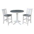 3 Piece Counter Height Rubberwood Solid Wood Dining Set L306