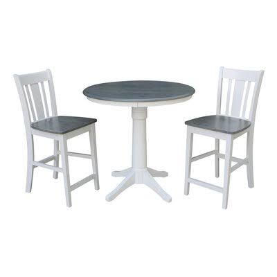 3 Piece Counter Height Rubberwood Solid Wood Dining Set L306