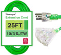 10/3 SJTW Neon Green 10 Gauge Extension Cord with 3 Outlets Q149772