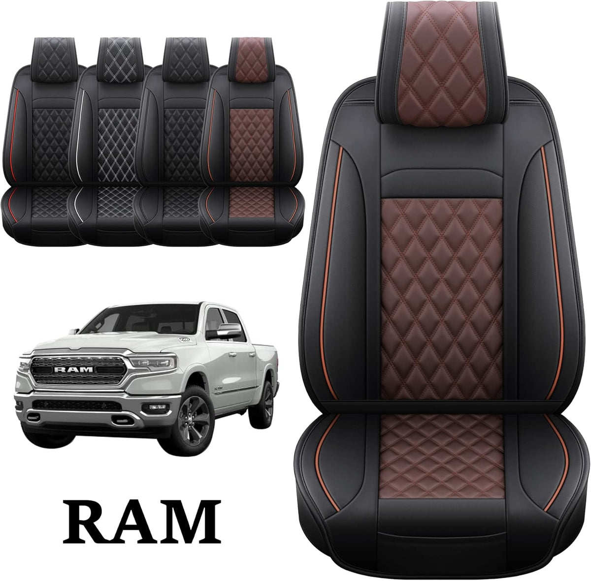 Black-Red Waterproof Synthetic Leather Car Seat Covers 5PCS Full Set S81134