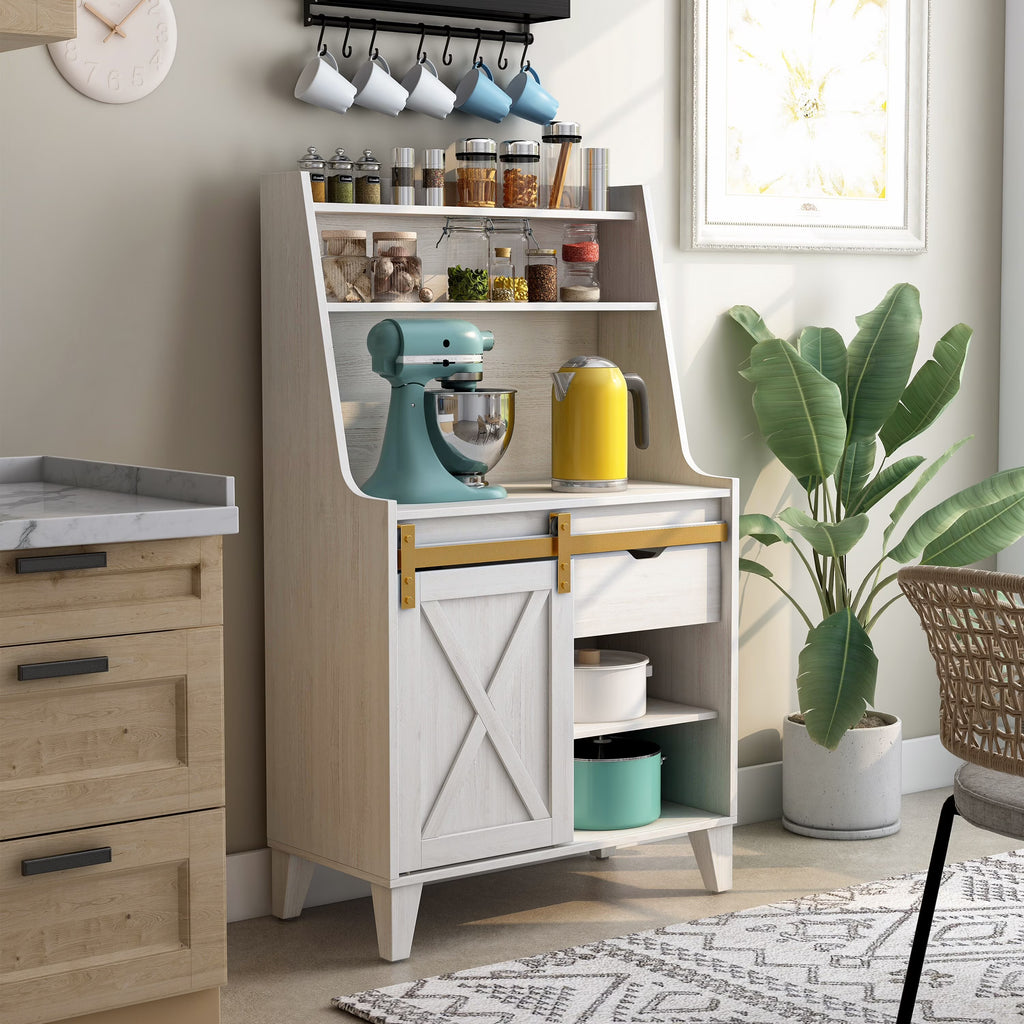 Farmhouse White Oak 6-Shelf Baker's Rack C60181