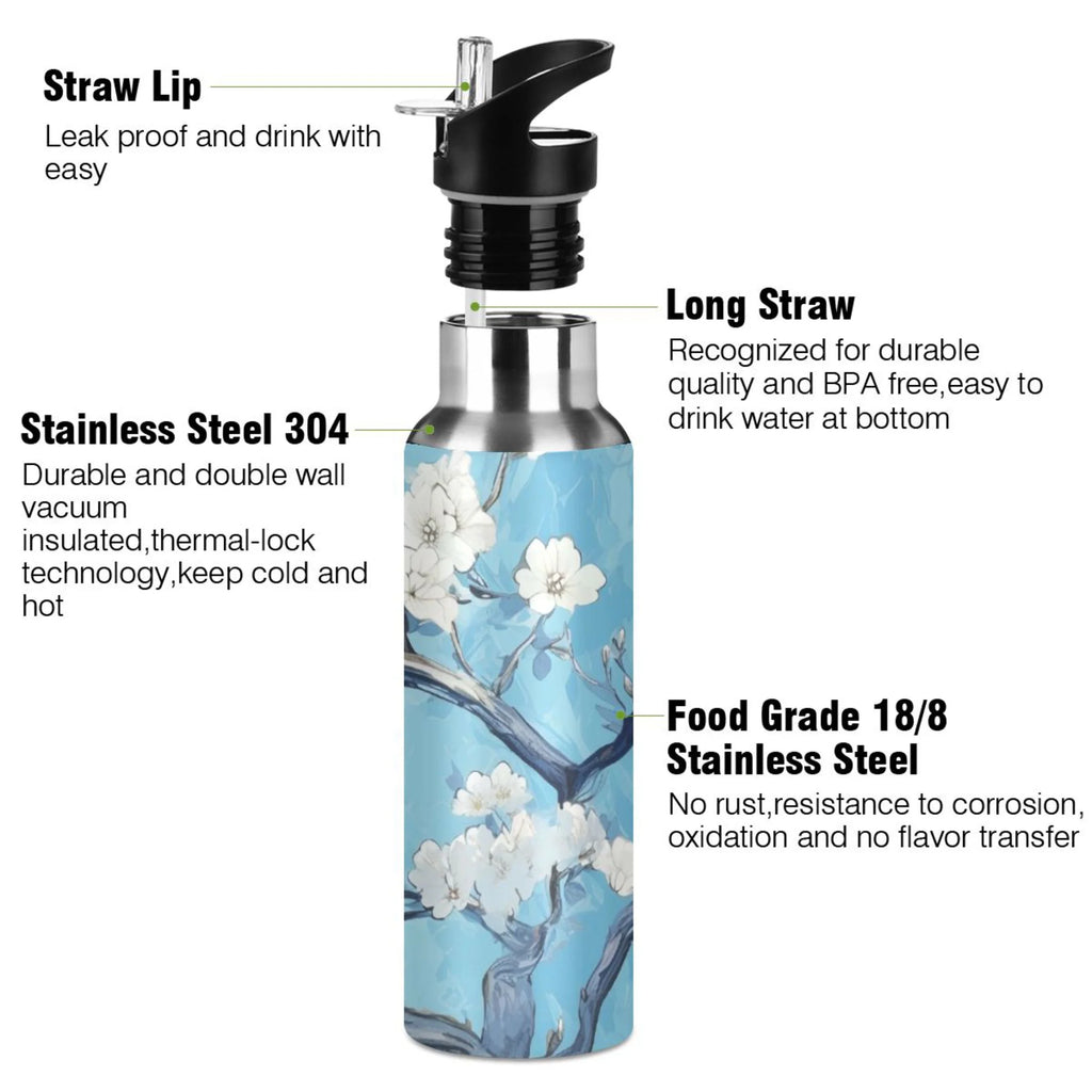 Insulated Stainless Steel Water Bottle with Straw Lid 20 oz U592182