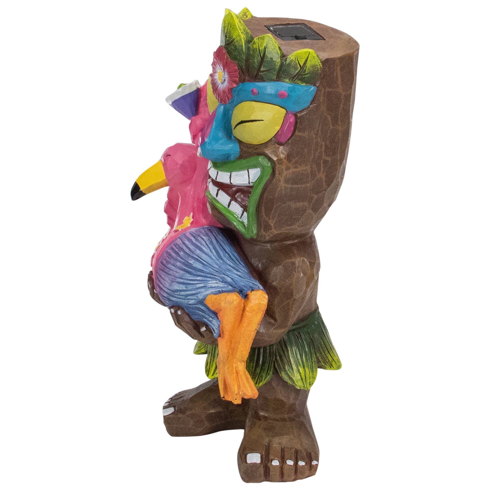 15" Solar Lighted Outdoor Garden Tiki Statue F91026