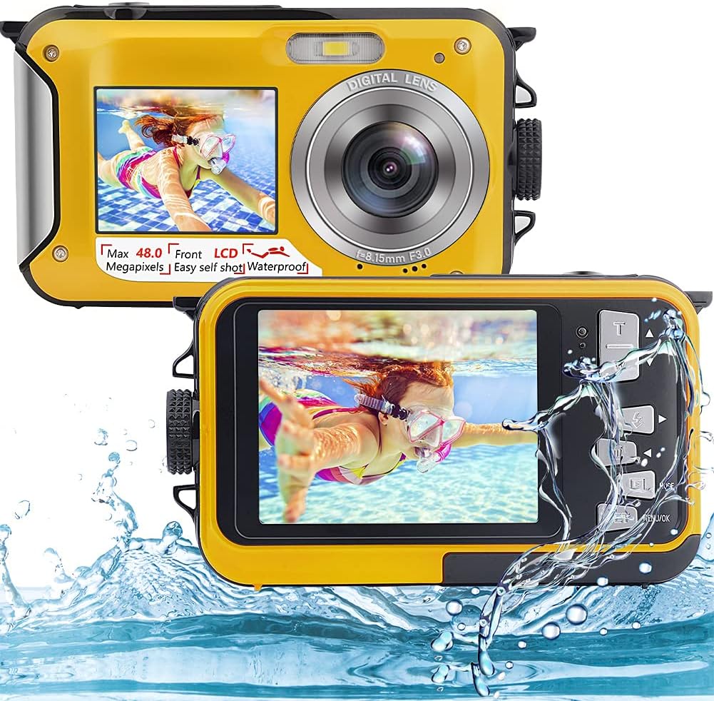 Underwater Camera 2.7K 48MP Waterproof Dual Screen Digital with 16X Digital Zoom T20099