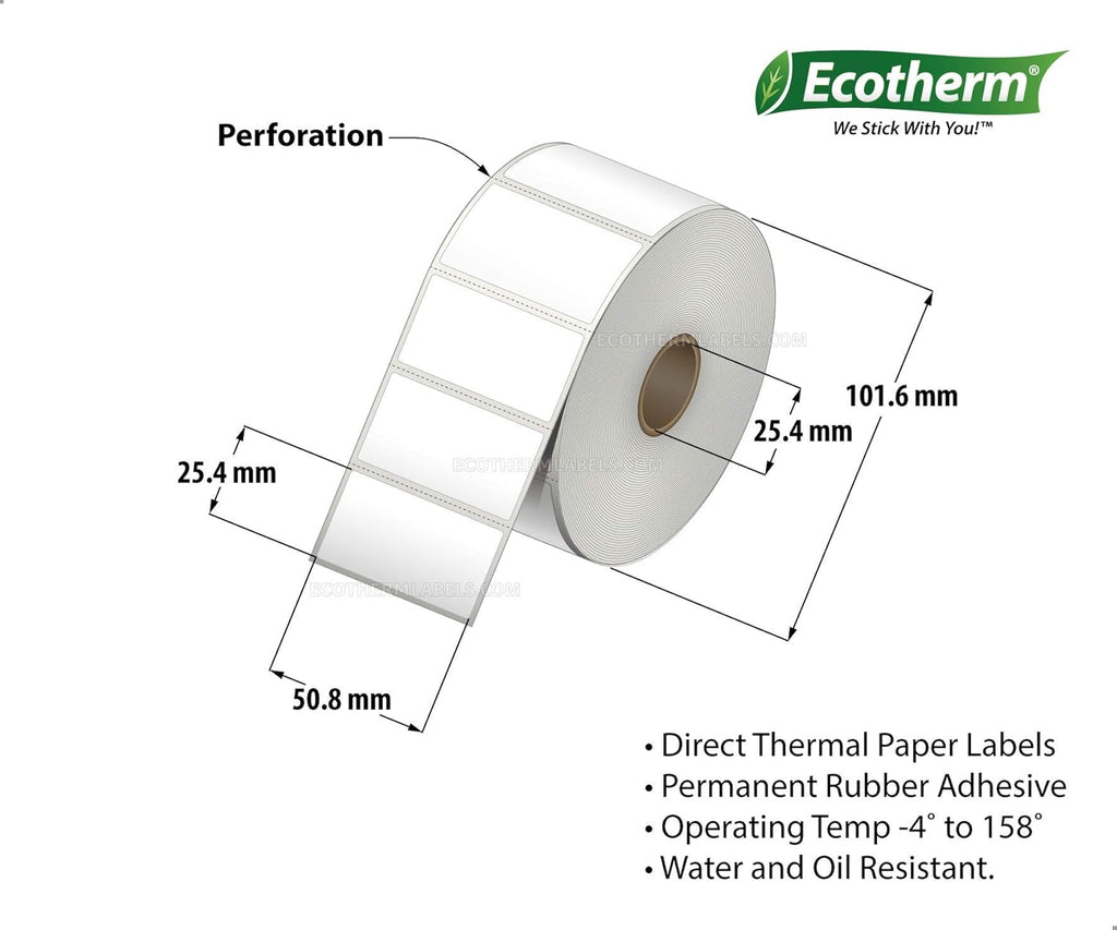 2x1 Thermal Labels Paper Stickers 1310 Per Roll 12 Rolls Direct Thermal U1265
