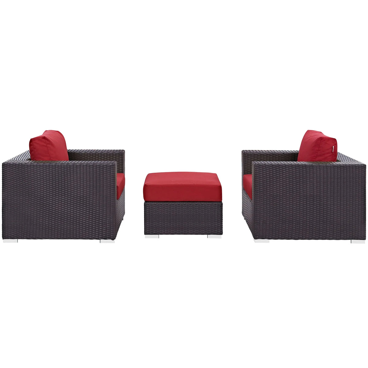 3 Piece Outdoor Patio Sofa Set in Espresso Red H225