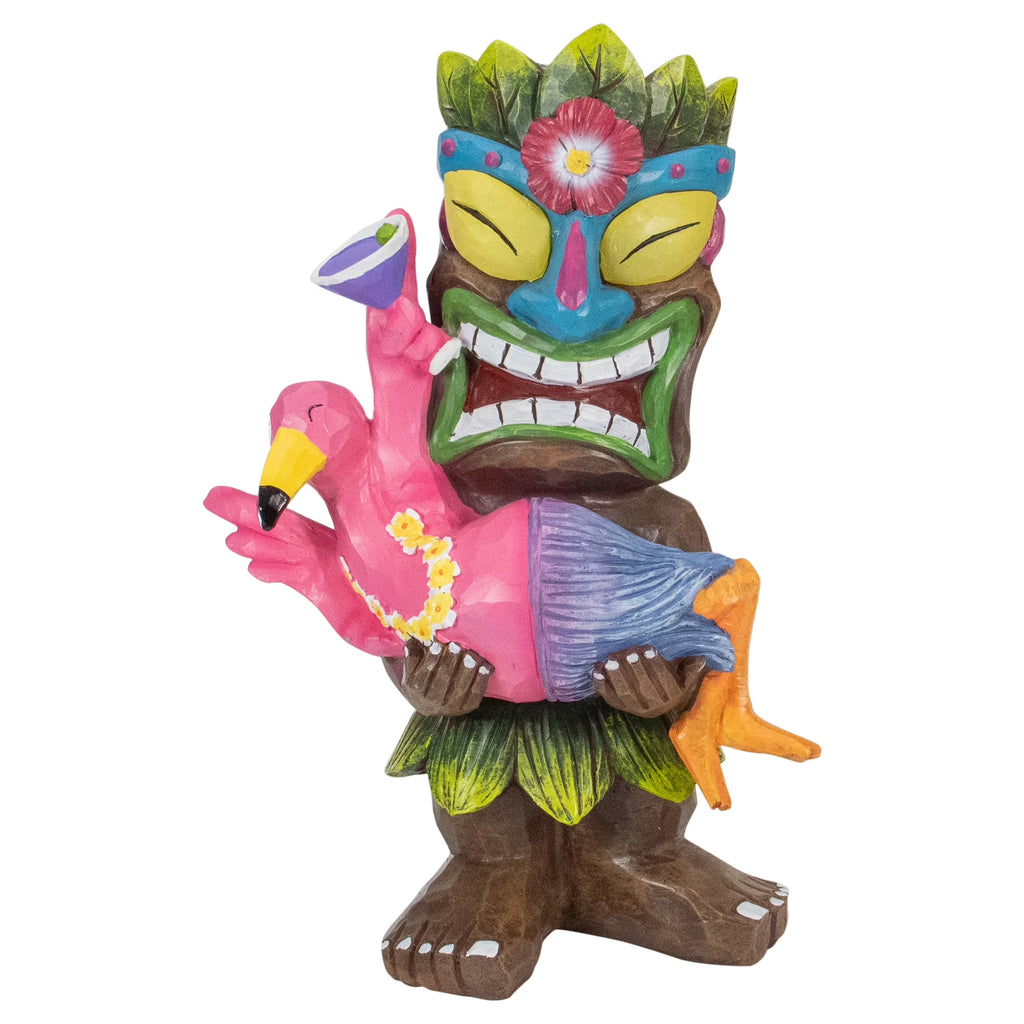 15" Solar Lighted Outdoor Garden Tiki Statue F91026