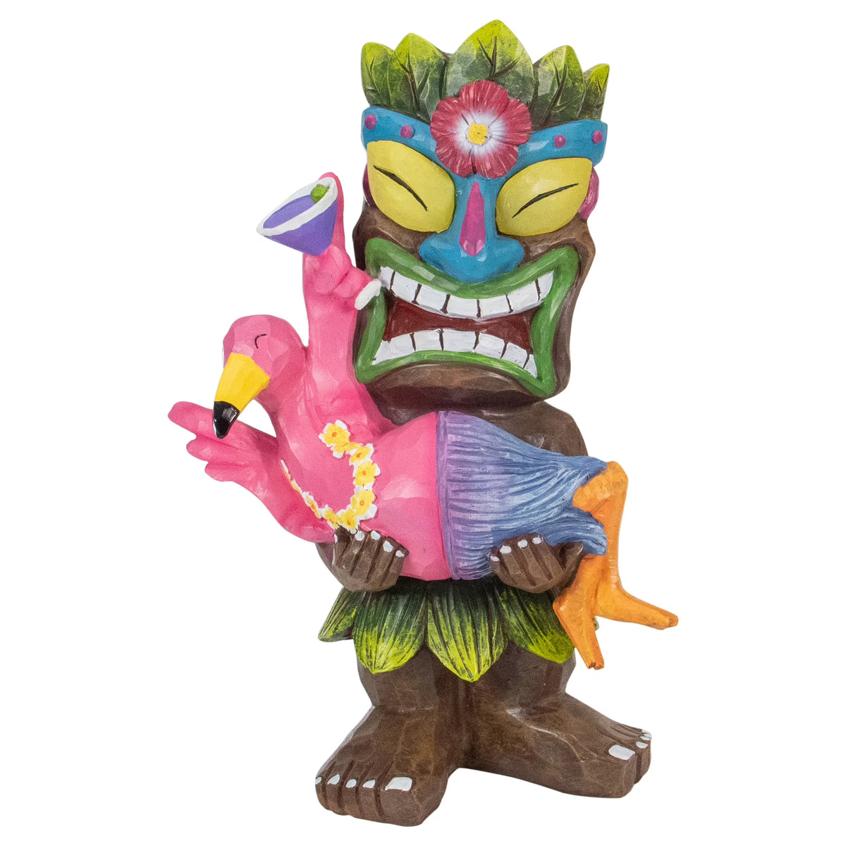 15" Solar Lighted Outdoor Garden Tiki Statue F91026